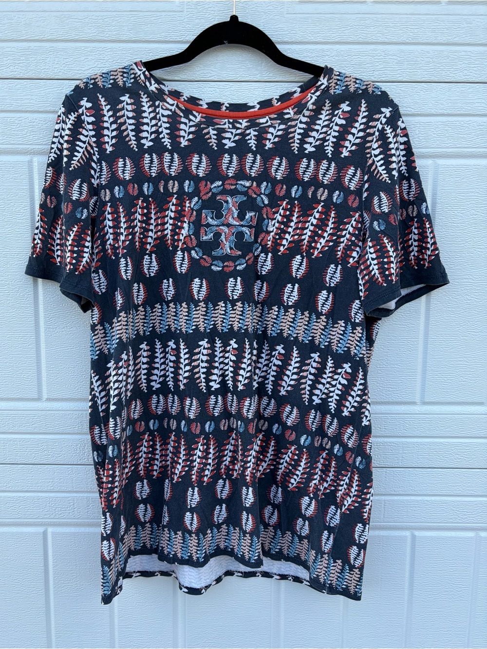 tory burch pima cotton graphic logo tee y2k preppy coastal grandma size large